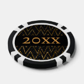 Sparkling Black & Chevron | Custom Gold Nieuwjaar Poker Chips (Enkel)