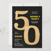 Sparkling Black & Gold 50e Gouden Jubileum Kaart (Voorkant)