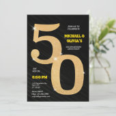 Sparkling Black & Gold 50e Gouden Jubileum Kaart (Staand voorkant)