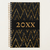 Sparkling Black Gold Chevron Nieuwjaar Planner (Voorkant)