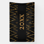 Sparkling Black Gold Chevron Nieuwjaarsaftelling Spandoek (Verticaal)