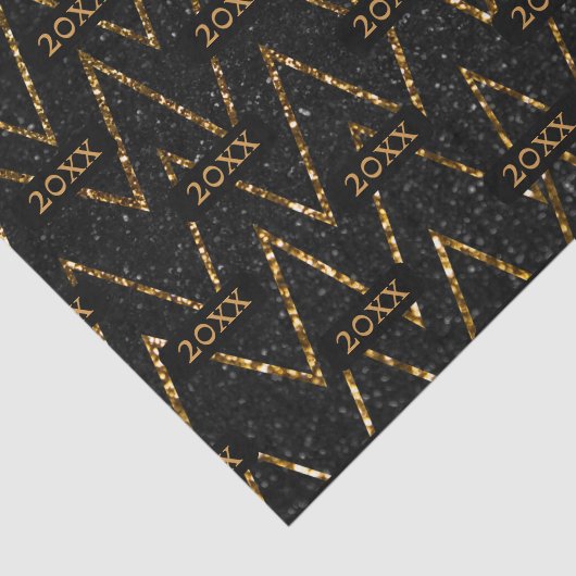 Sparkling Black Gold Chevron Nieuwjaarsverpakking Tissuepapier (Detail)