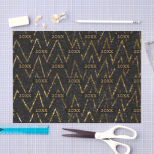 Sparkling Black Gold Chevron Nieuwjaarsverpakking Tissuepapier
