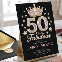 Sparkling Black Pink Glam 50 & Fabulous Verjaardag