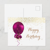 Sparkling bloem Happy Birthday ballon Briefkaart (Voorkant / Achterkant)