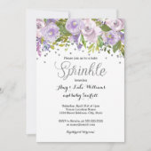 Sparkling Bloemige Paarse Strooibaby Shower Kaart (Voorkant)