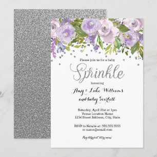 Sparkling Bloemige Paarse Strooibaby Shower Kaart
