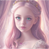 Sparkling Blue Eyed Prinses Meisje Sticker (Voorkant)