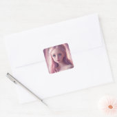 Sparkling Blue Eyed Prinses Meisje Vierkante Sticker (Envelop)