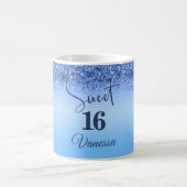 Sparkling Blue Faux Glitter Sweet 16 Coffee Mok (Center)