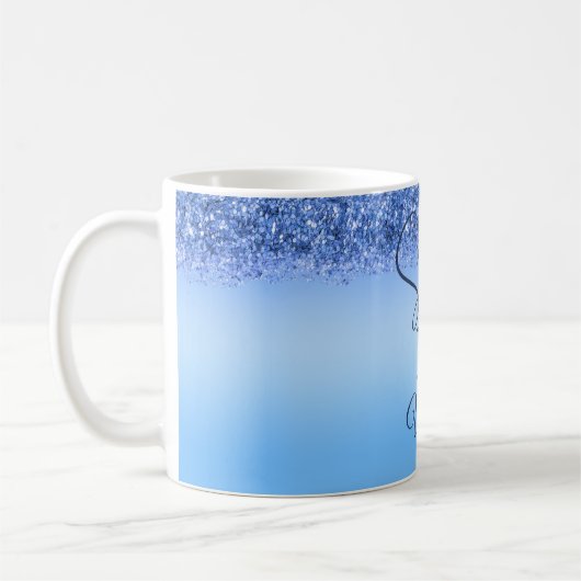 Sparkling Blue Faux Glitter Sweet 16 Coffee Mok (Links)
