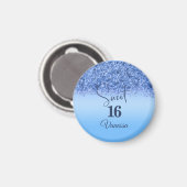 Sparkling Blue Faux Glitter Sweet 16 Party Magneet (Voorkant / Achterkant)