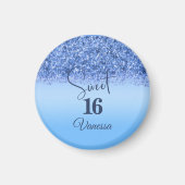 Sparkling Blue Faux Glitter Sweet 16 Party Magneet (Voorkant)
