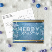 Sparkling Blue Frosty Winter Wonderland Kerstmis Feestdagenkaart