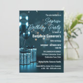 Sparkling Blue Glam 50e verrassingsverjaardagsfees Kaart (Staand voorkant)