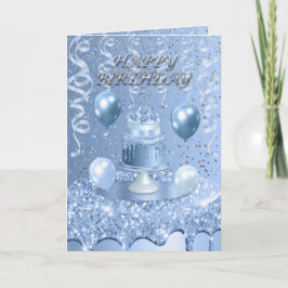 Sparkling Blue verjaardagstaart uitnodiging