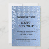 Sparkling Blue verjaardagstaart uitnodiging (Achterkant)