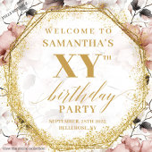 Sparkling Blush Floral Birthday Party Backdrop Wandkleed