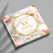Sparkling Blush Ivory Gold Birthday Guest Book Gastenboek