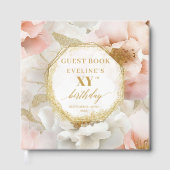 Sparkling Blush Ivory Gold Birthday Guest Book Gastenboek (Voorkant)