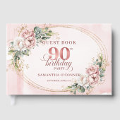 Sparkling Blush Pink Gold Eucalyptus 90th Birthday Gastenboek (Voorkant)