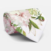 Sparkling Blush Roze & Groene Witte Bruiloft Stropdas (Opgerold)