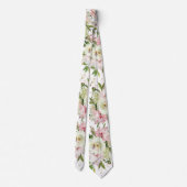 Sparkling Blush Roze & Groene Witte Bruiloft Stropdas (Achterkant)