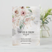 Sparkling Blush White & Greenery Wedding Uitnodigi Aankondiging (Staand voorkant)