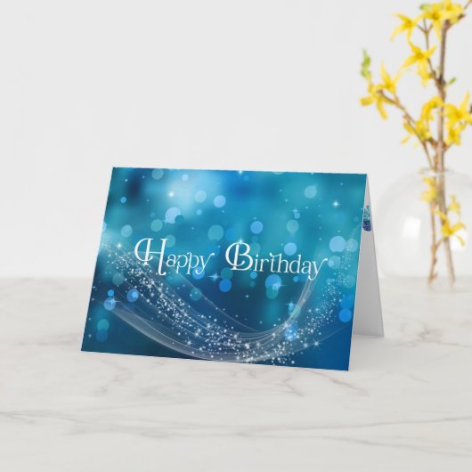Sparkling Bokeh Lights Verjaardag Kaart (Gele Bloem)