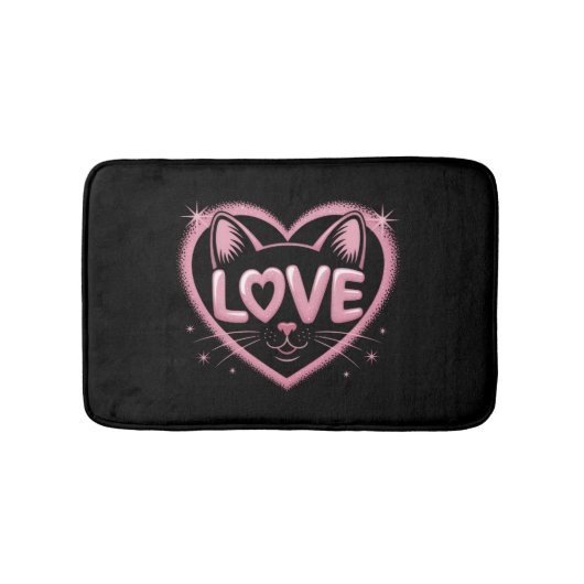 Sparkling Cat Love Badmat (Voorkant)