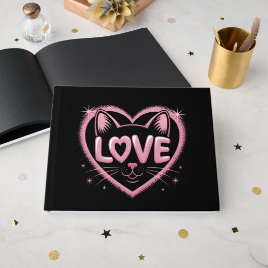 Sparkling Cat Love Gastenboek (Voorkant open)