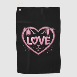 Sparkling Cat Love Golfhanddoek