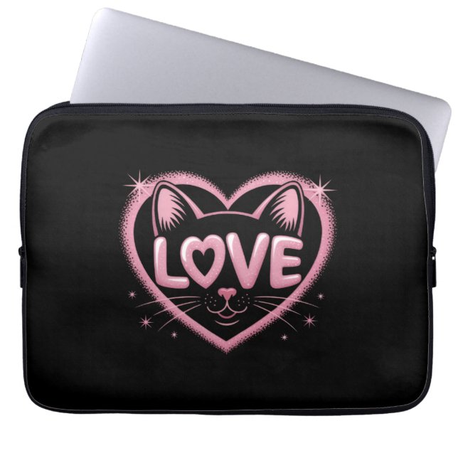 Sparkling Cat Love Laptop Sleeve (Voorkant)