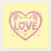 Sparkling Cat Love Vierkante Sticker (Voorkant)