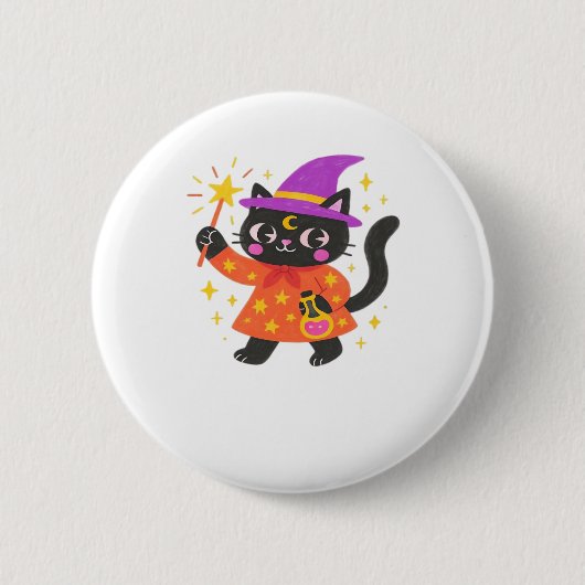 Sparkling Celestial Kat Witch Classic T-shirt Ronde Button 5,7 Cm (Voorkant)