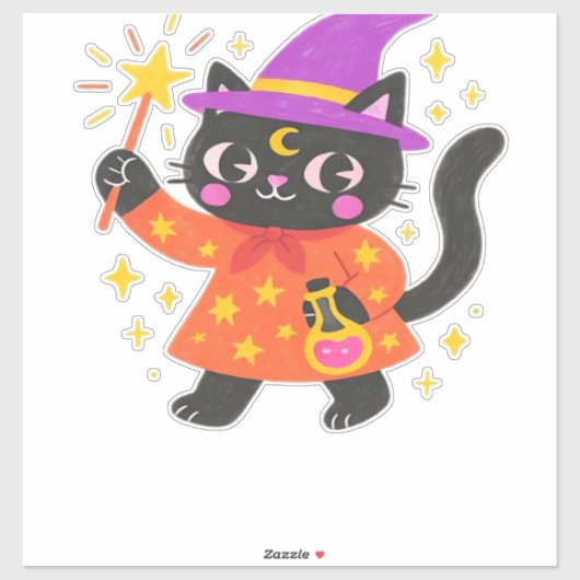 Sparkling Celestial Kat Witch Classic T-shirt Sticker (Vel)