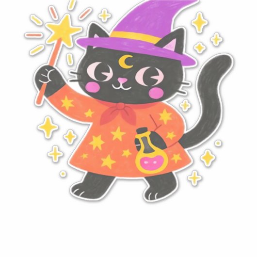 Sparkling Celestial Kat Witch Classic T-shirt Sticker (Voorkant)