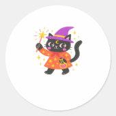 Sparkling Celestial Kitty Witch Classic T-Shirt Ronde Sticker (Voorkant)