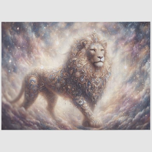 Sparkling Celestial Lion Spirit Decoupage Tissuepapier (Voorkant)