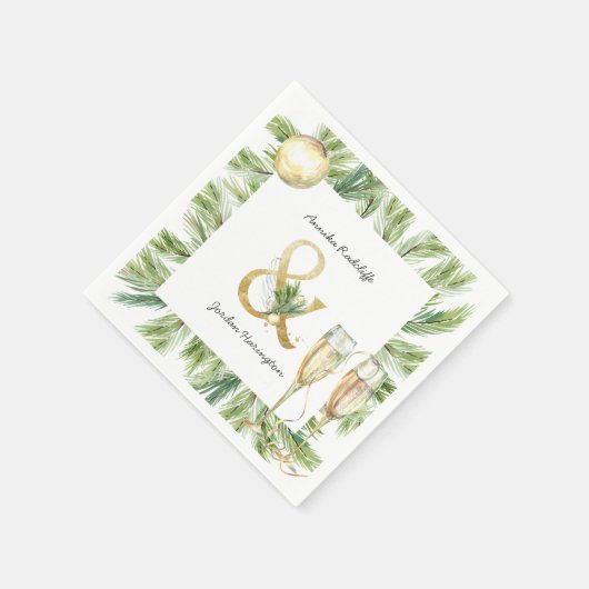 Sparkling Cheer Winter groen | Monogram bruiloft Servet (Hoek)