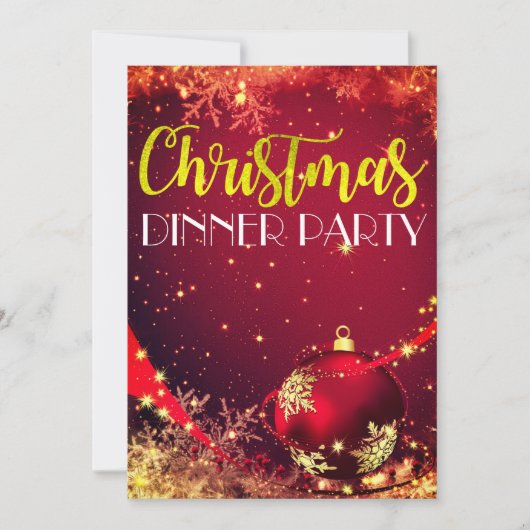 Sparkling Christmas Dinner Party Uitnodigen Kaart (Voorkant)
