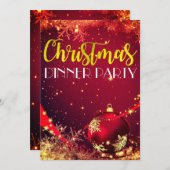Sparkling Christmas Dinner Party Uitnodigen Kaart (Voorkant / Achterkant)