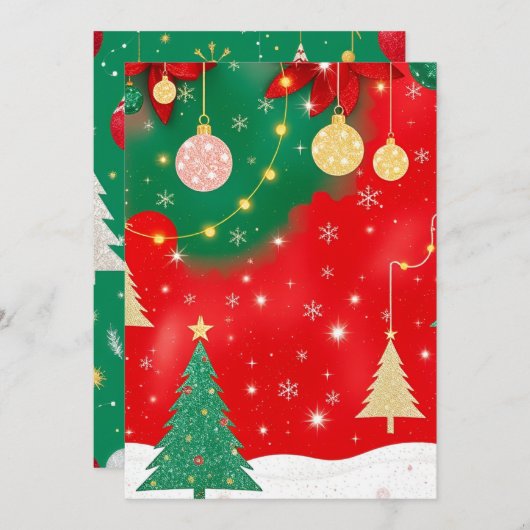 Sparkling Christmas Elegance v2 Feestdagenkaart (Voorkant / Achterkant)