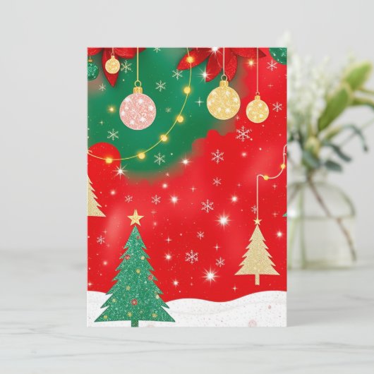 Sparkling Christmas Elegance v2 Feestdagenkaart (Staand voorkant)