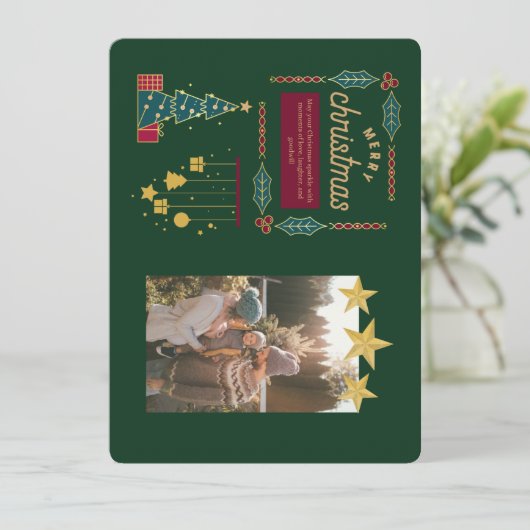 Sparkling Christmas Family Wenskaart Feestdagenkaart (Staand voorkant)