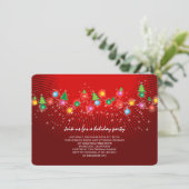 Sparkling Christmas Lights Holiday Party Uitnodigi Kaart (Staand voorkant)