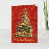 Sparkling Christmas Tree Greeting Card Feestdagen Kaart (Voorkant)