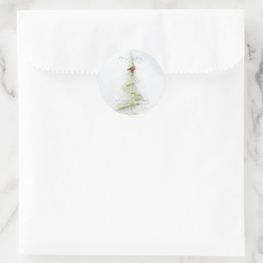 Sparkling Christmas Tree round stickers (Tas)