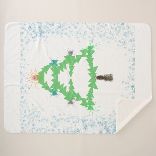 Sparkling Christmas Tree Sherpa Blanket Deken (Voorkant (horizontaal))