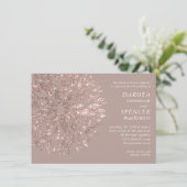 Sparkling Dahlia | Taupe Blush Roos Gold Wedding I Kaart (Staand voorkant)